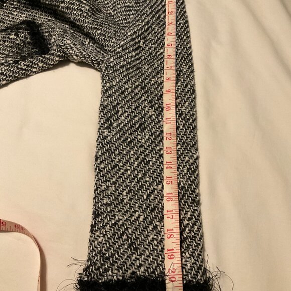 Zara Women Fringe Edges Textured Blazer Size 10 Black Cream - Picture 10 of 12